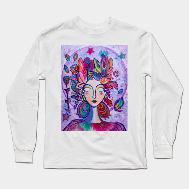 Lavender Goddess Long Sleeve T-Shirt by gaea